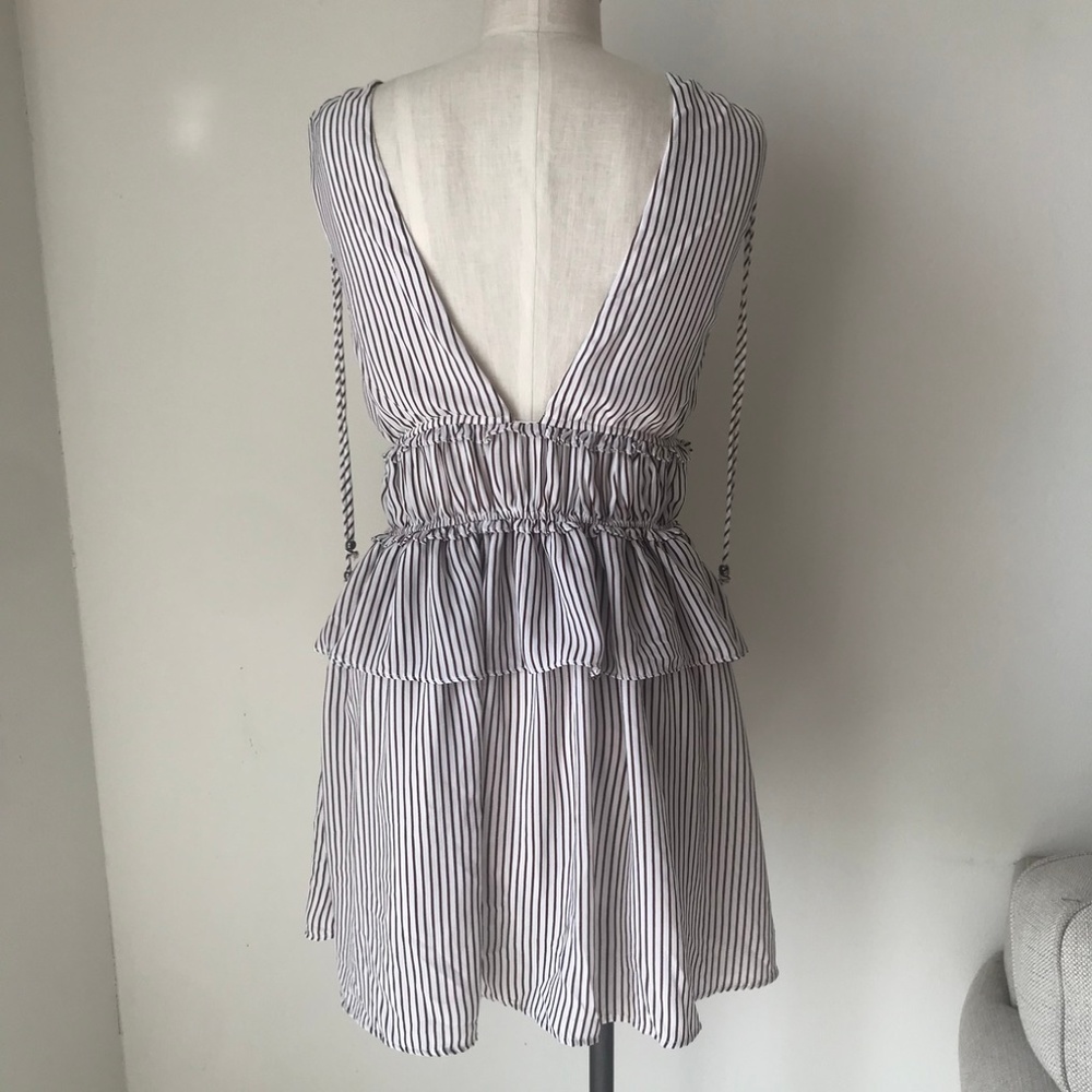 Line + Dot Tie-Sleeve Ruffle Striped Mini Dress - Picture 8 of 8